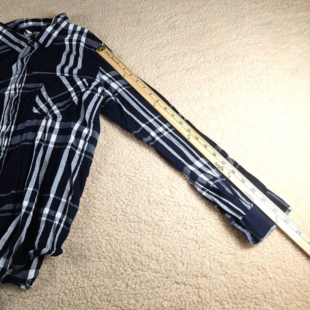 Lucky Brand Plaid Button Up Shirt Women's Large Blue White Long Sleeve Cotton - Picture 5 of 6